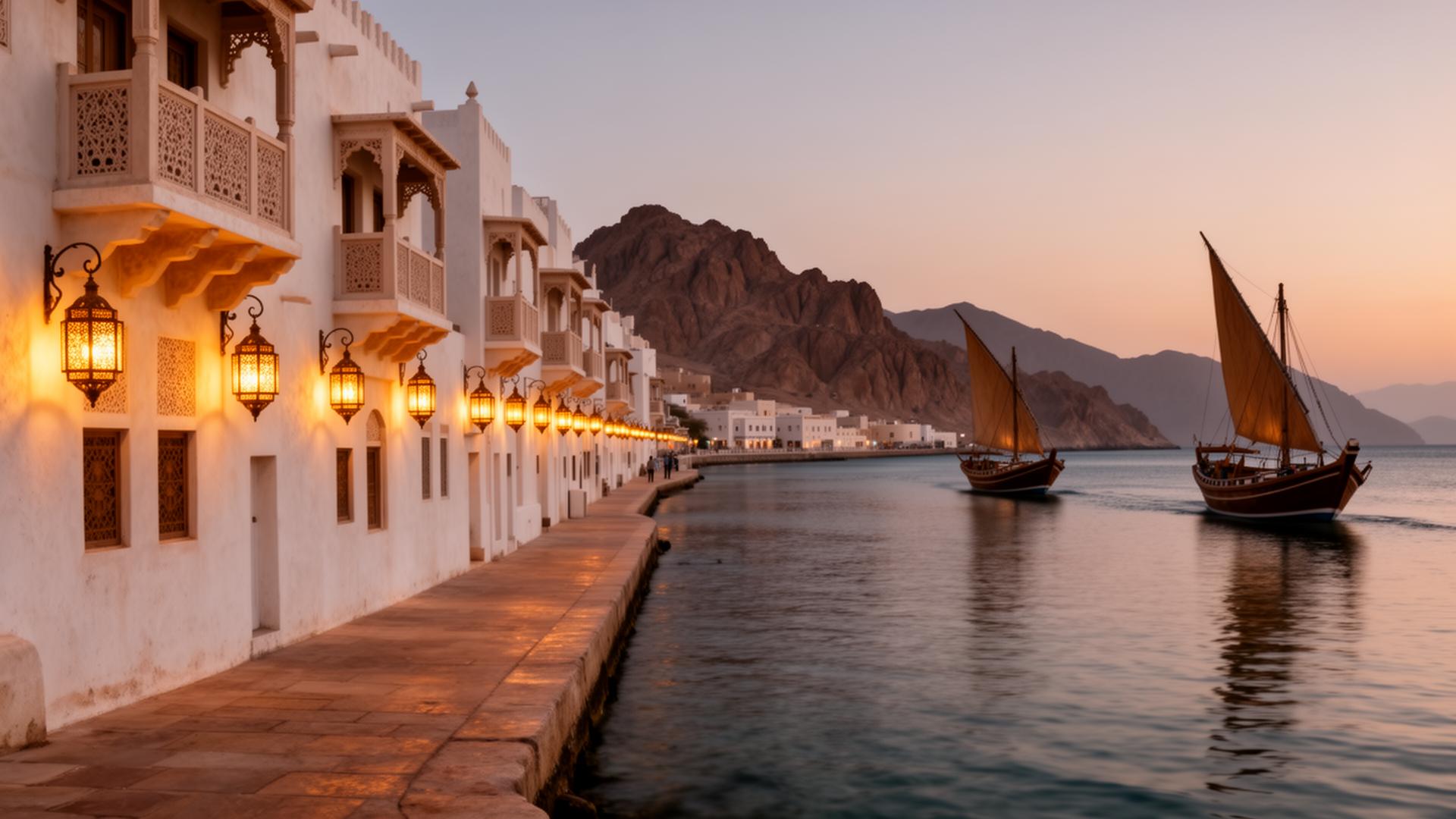 Muscat coastline at dusk
